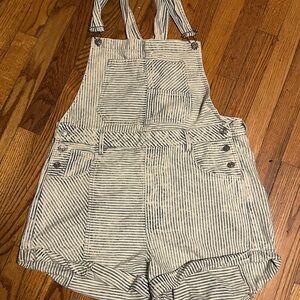 We The Free Blue and Cream Striped Overalls